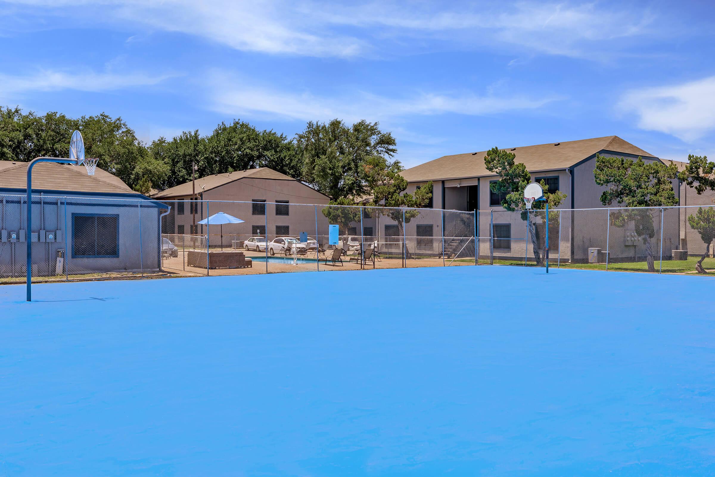 a house with a large pool of water