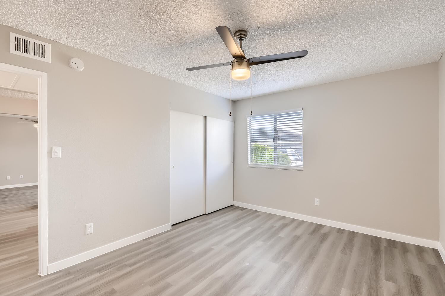 a room with a wood floor