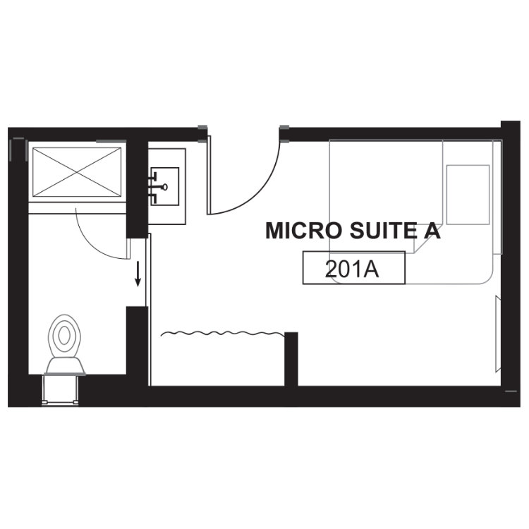 M5 - Coliving Micro-Studio w/Bath, a studio 1 bathroom floor plan. for unit 201A