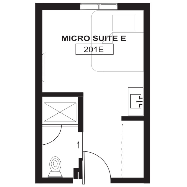 M5 - Coliving Micro-Studio w/Bath, a studio 1 bathroom floor plan. for unit 201E