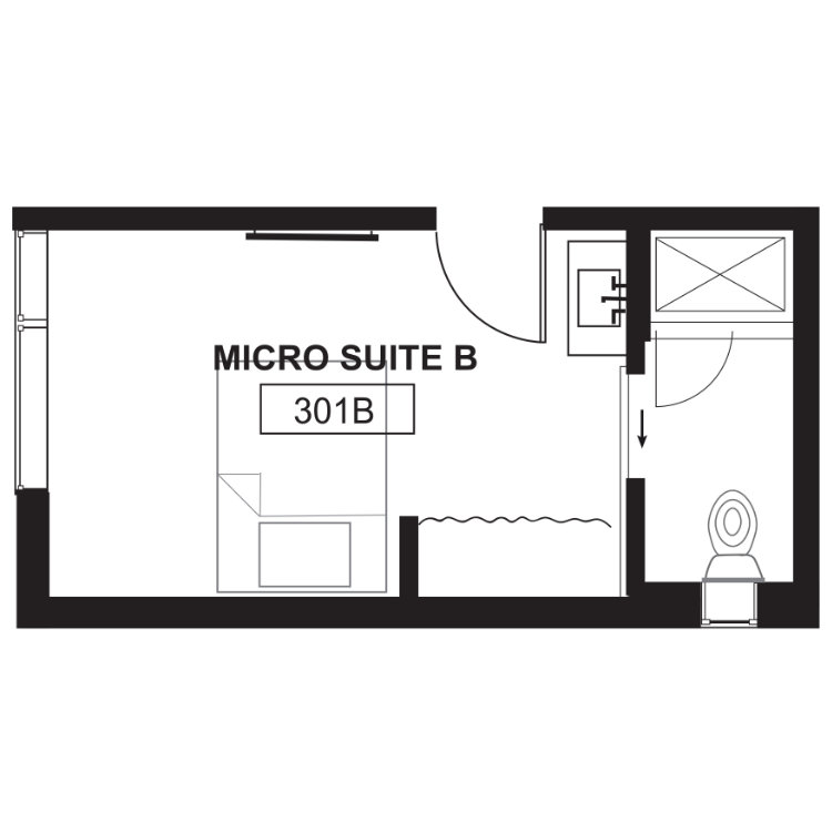 M5 - Coliving Micro-Studio w/Bath, a studio 1 bathroom floor plan. for unit 301B