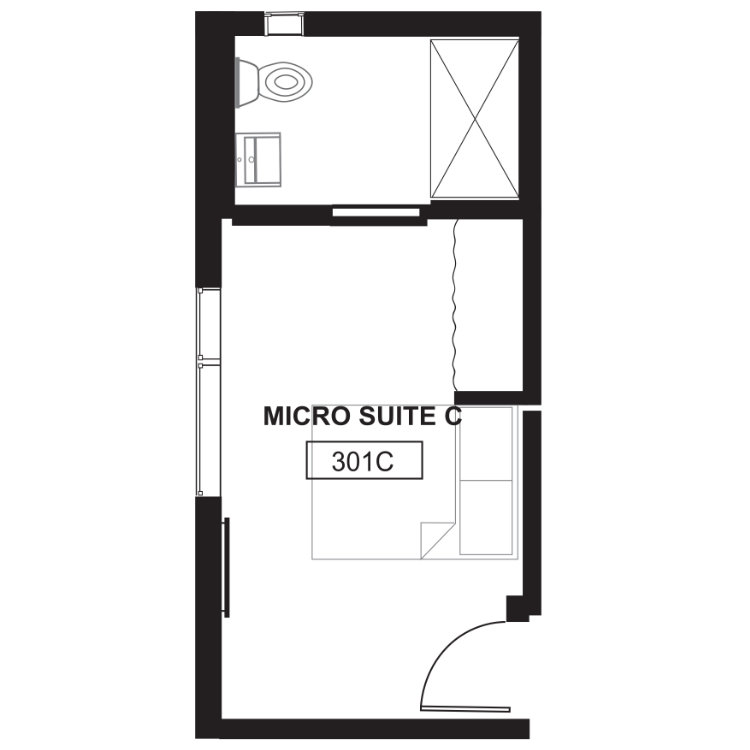 M5 - Coliving Micro-Studio w/Bath, a studio 1 bathroom floor plan. for unit 301C