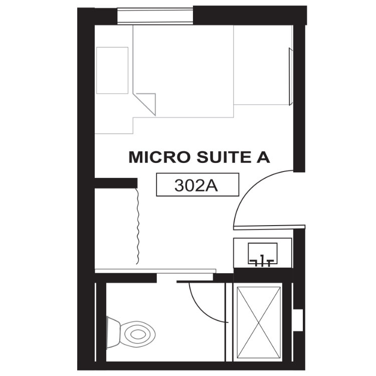 M3 - Coliving Micro-Studio w/Bath, a studio 1 bathroom floor plan. for unit 302A