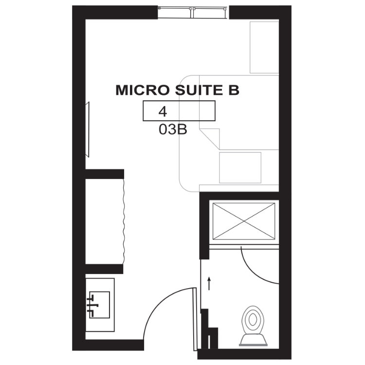 M5 - Coliving Micro-Studio w/Bath, a studio 1 bathroom floor plan. for unit 403B