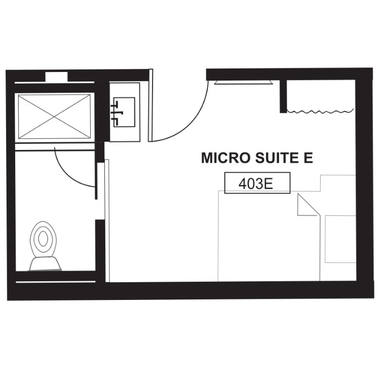 M5 - Coliving Micro-Studio w/Bath, a studio 1 bathroom floor plan. for unit 403E