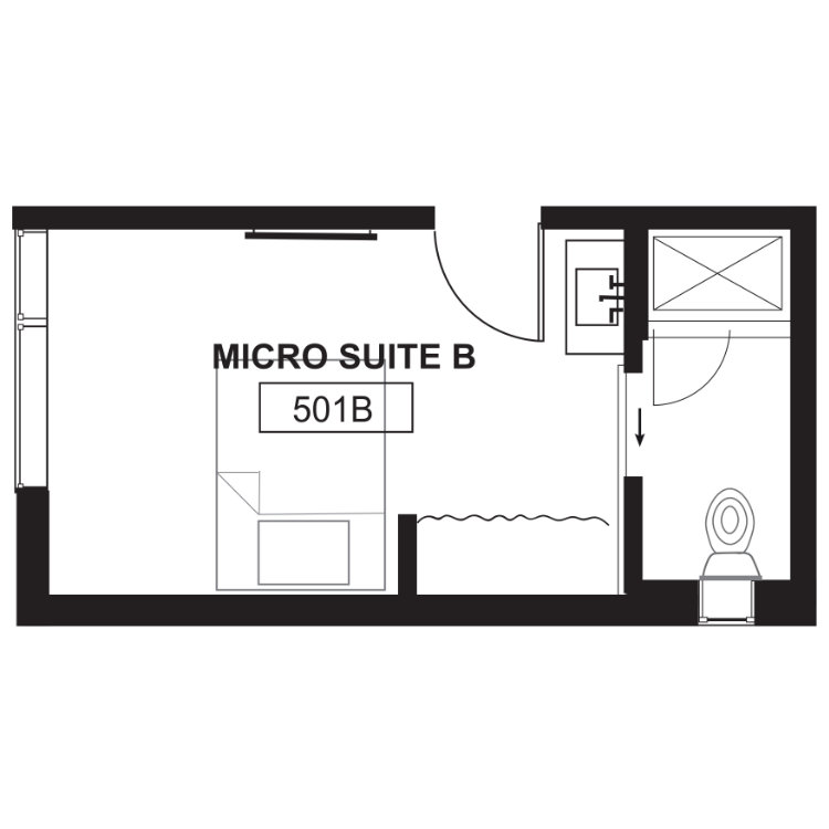 M5 - Coliving Micro-Studio w/Bath, a studio 1 bathroom floor plan. for unit 501B