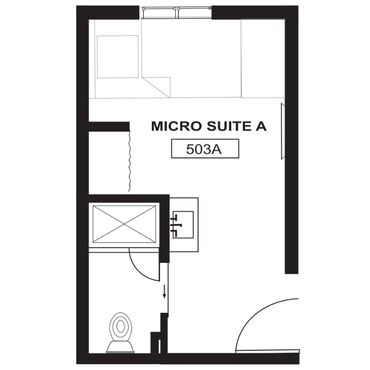 M5 - Coliving Micro-Studio w/Bath, a studio 1 bathroom floor plan. for unit 503A