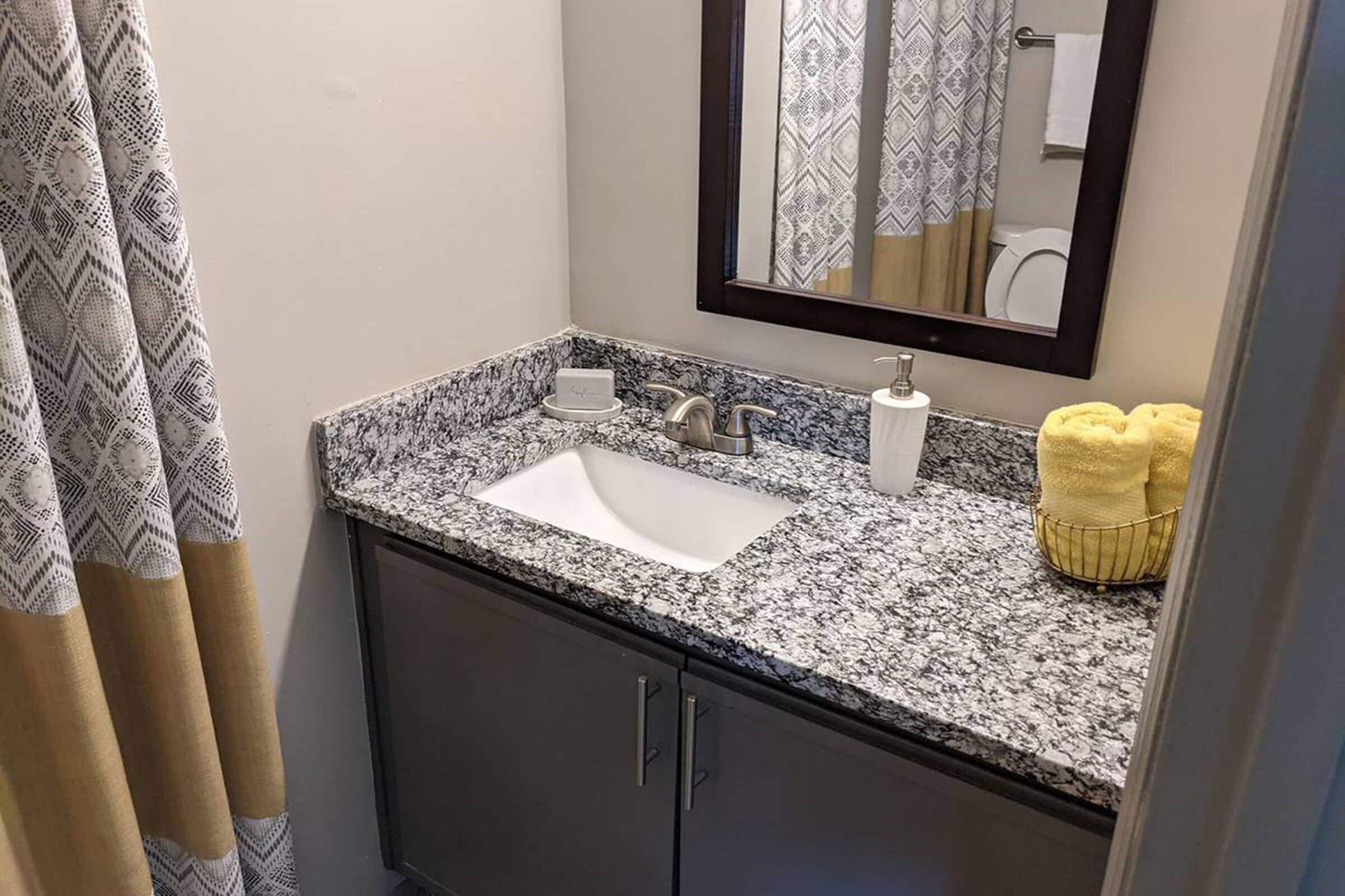 a sink and a mirror