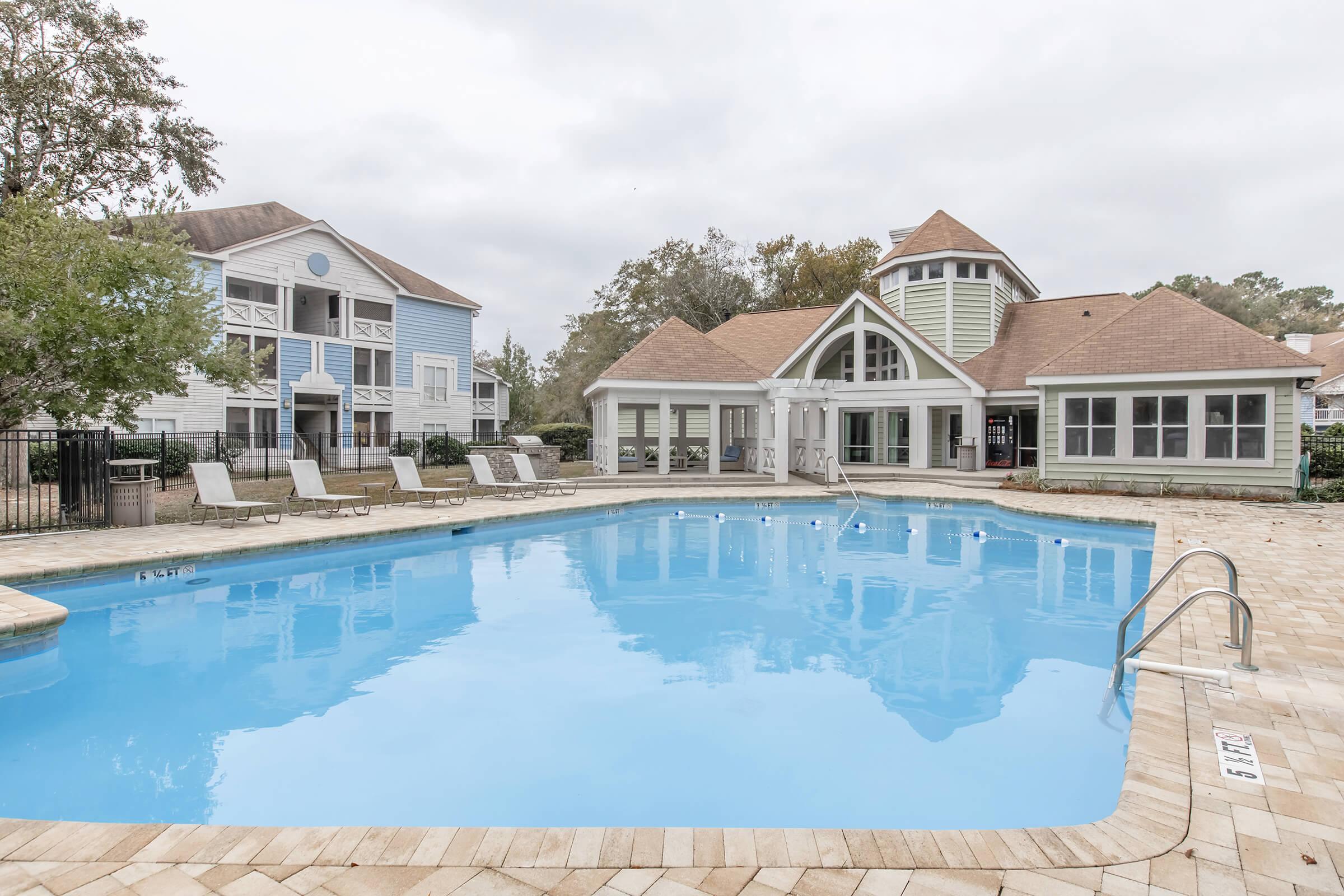 a small house in a pool of water