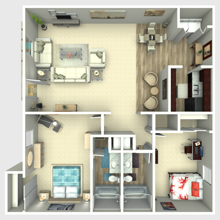 Floor plan image of 2 Bed 2 Bath