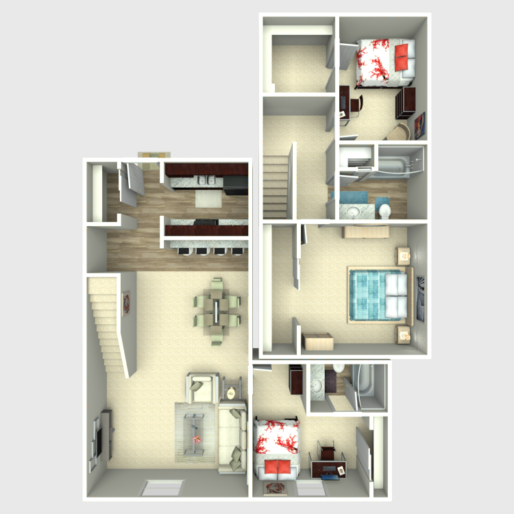 Floor plan image of 3 Bed 2 Bath TH