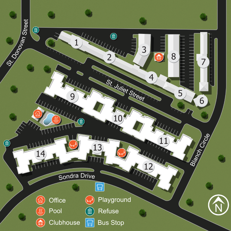 If you have a question regarding the relative location of an apartment home, please give us a call.