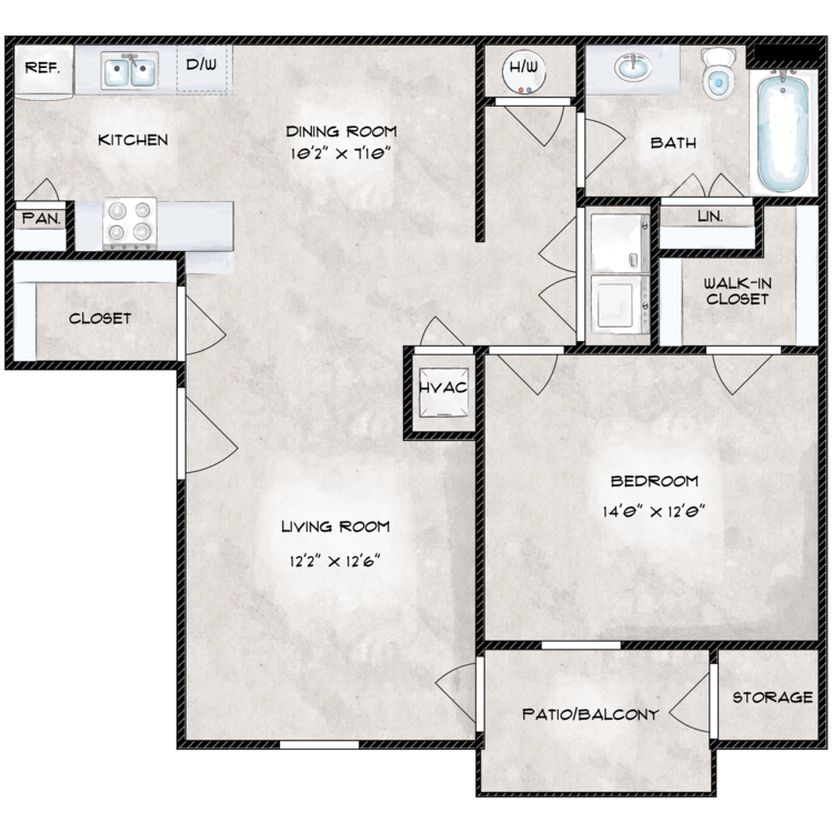 1 Bedroom floor plan image