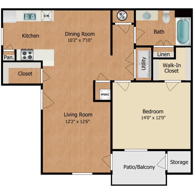 1 Bedroom floor plan image