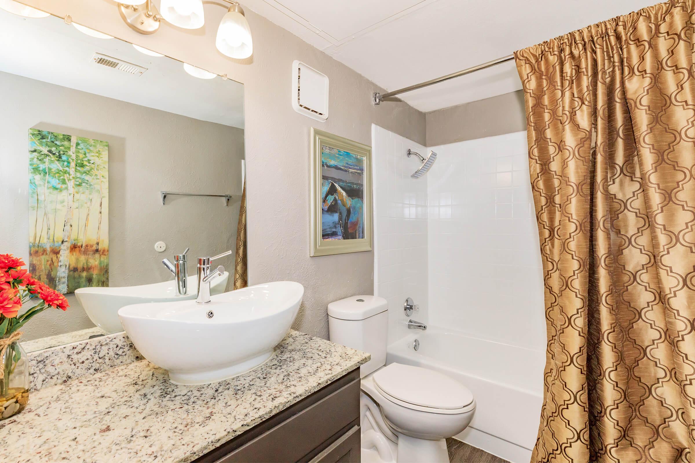 a shower curtain next to a sink