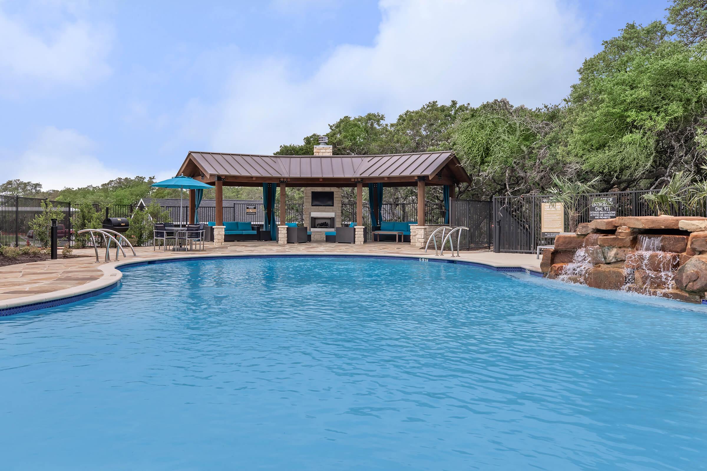 a small house in a pool of water