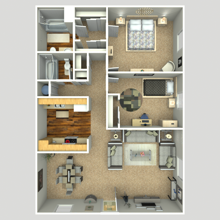 Floor plan image of Two Bedroom Two Bath