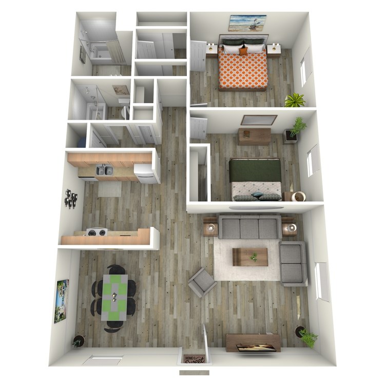 Floor plan image of Two Bedroom Two Bath