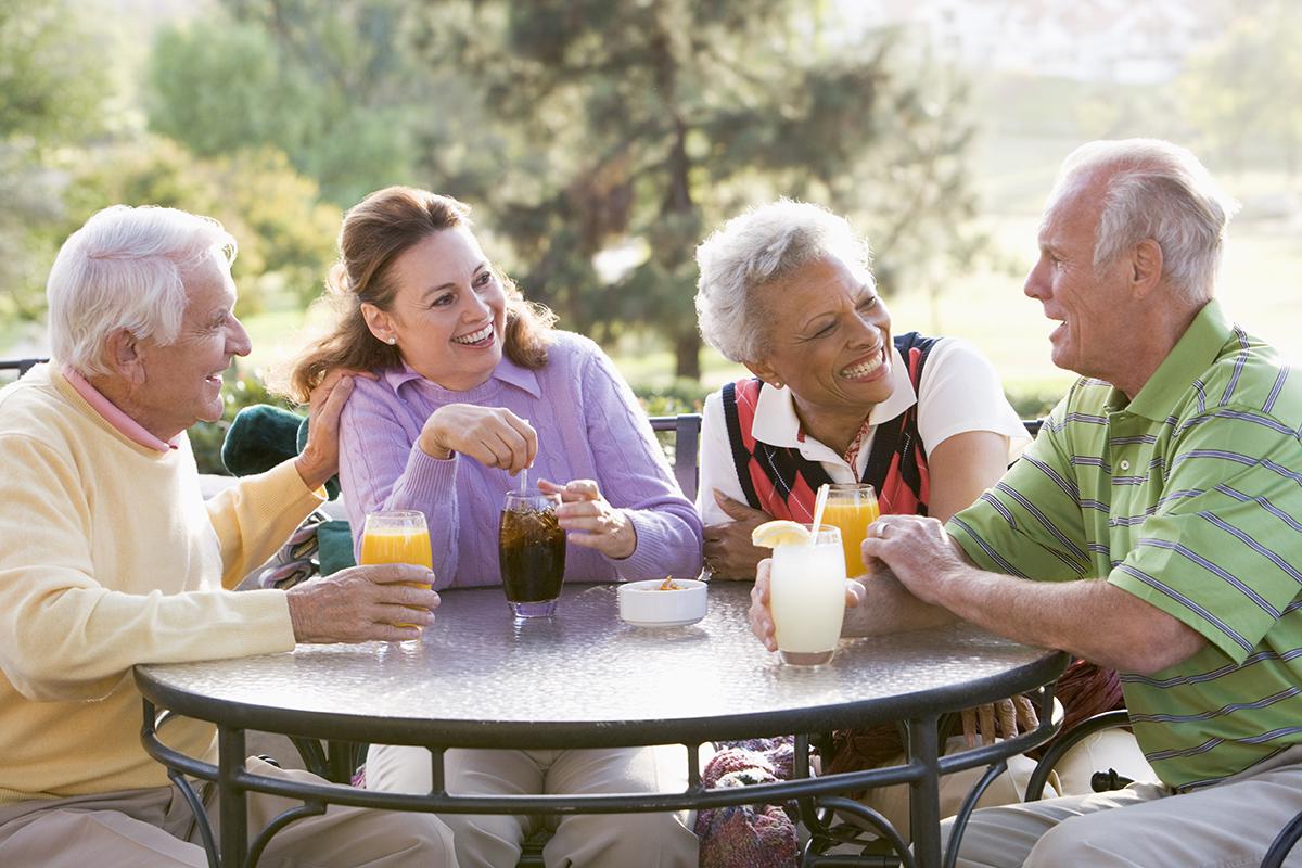 a group of people sitting at a table