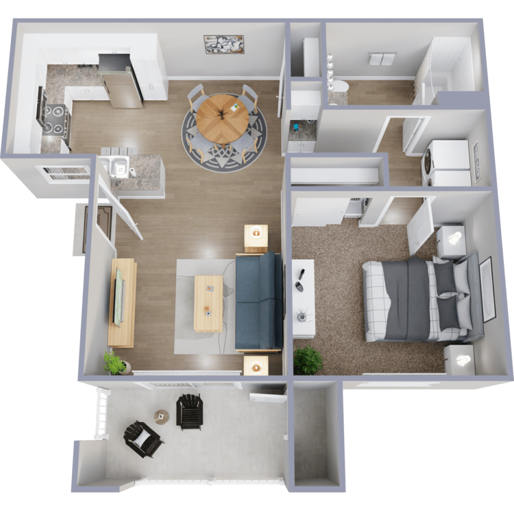 Newport, a 1 bedroom 1 bathroom floor plan.