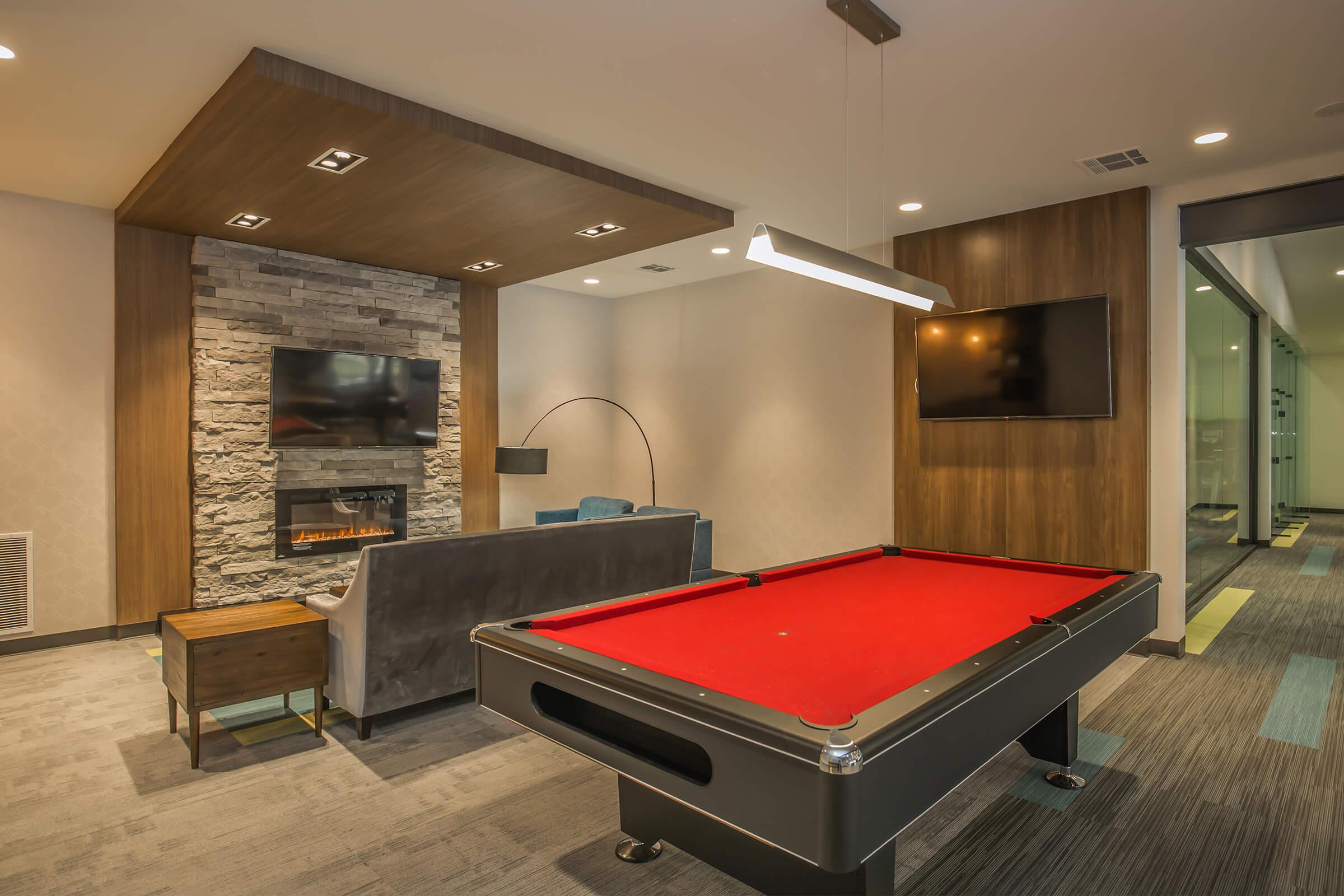 Community room with a pool table