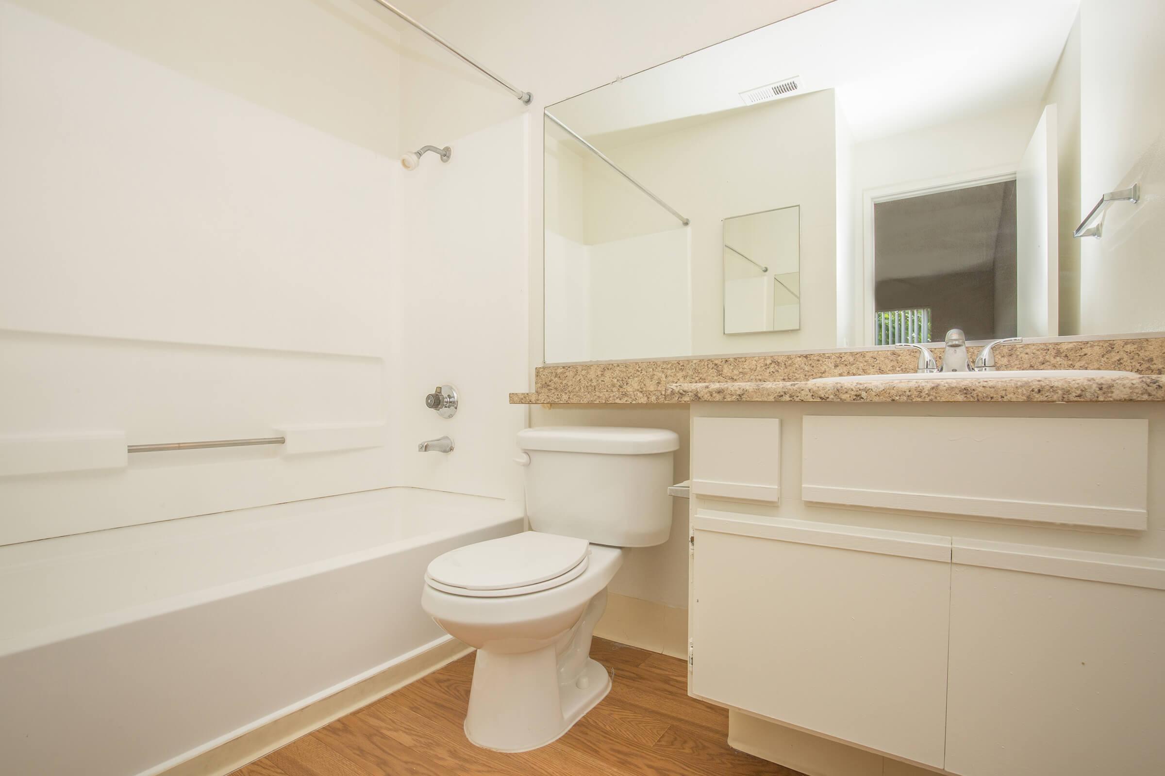 Bathroom with wooden floors