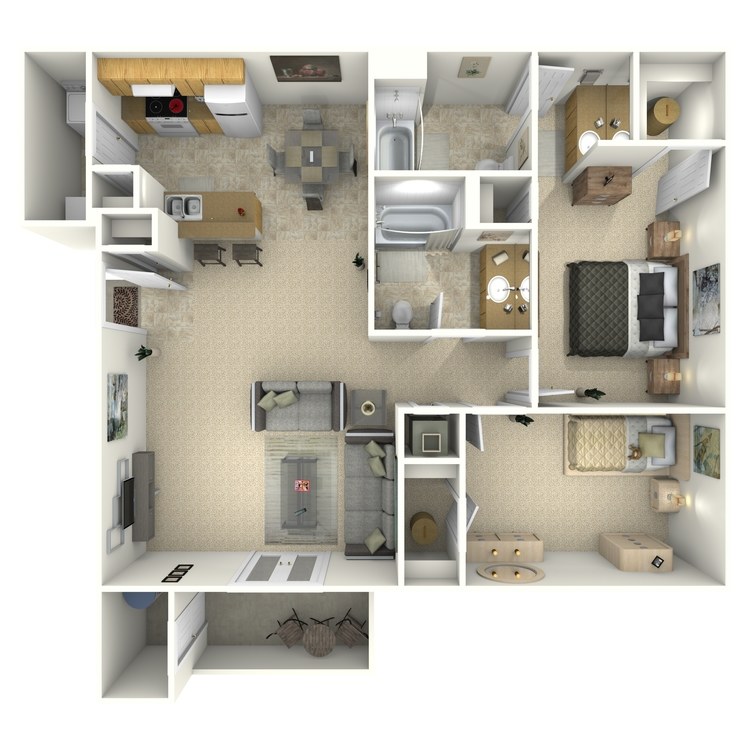 Floor plan image of 2 Bed 2 Bath