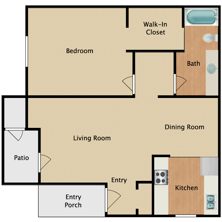 Floor plan image of 1 Bed 1 Bath