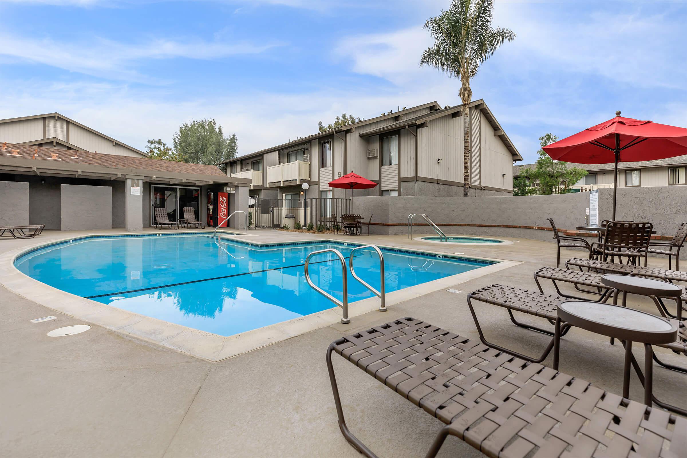 The community pool and the community spa