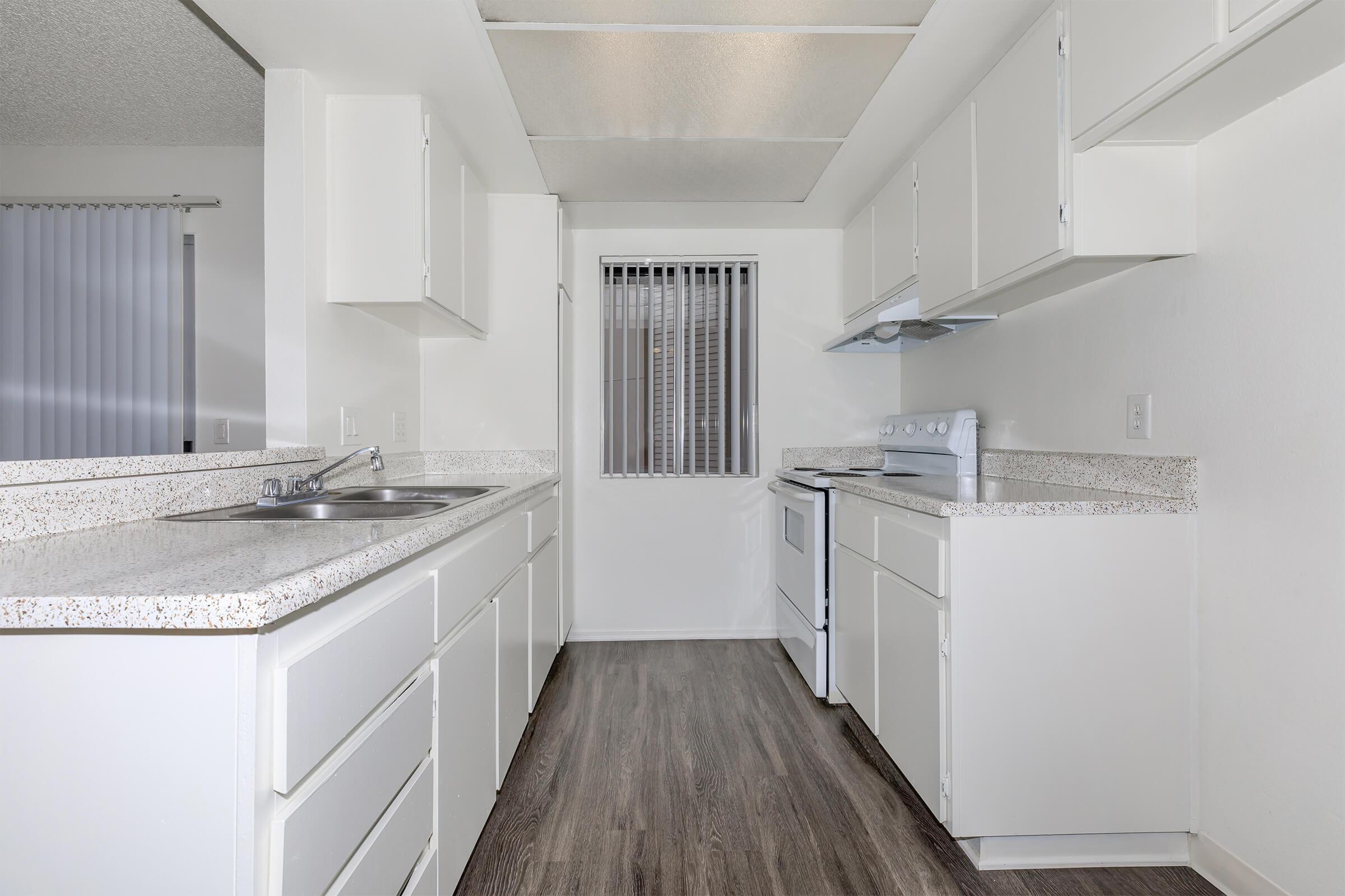 Kitchen with white cabinets