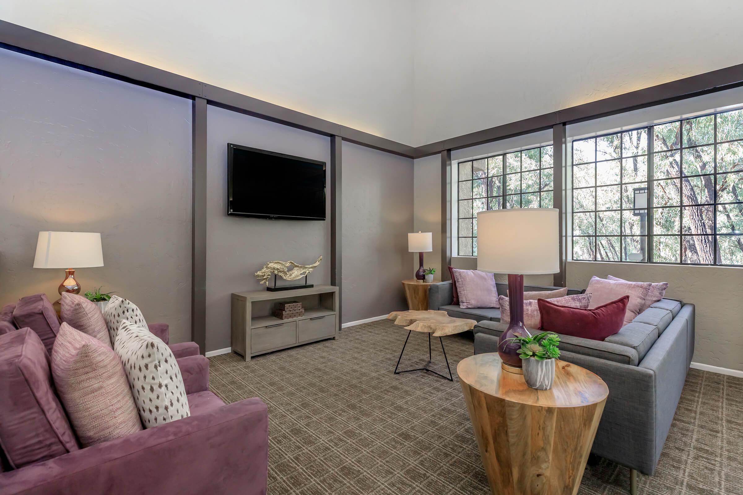 Community room filled with furniture