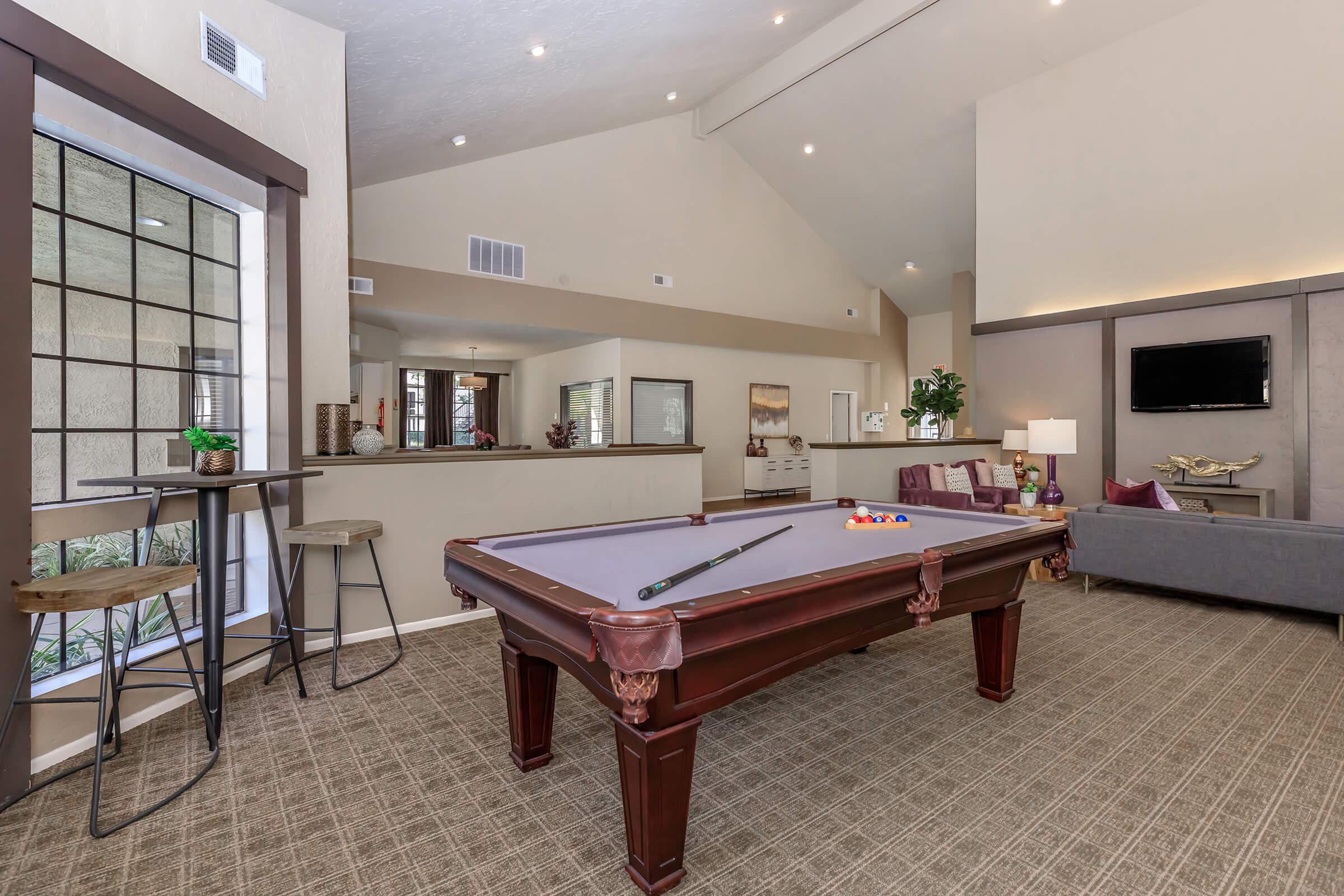 The community room with a pool table