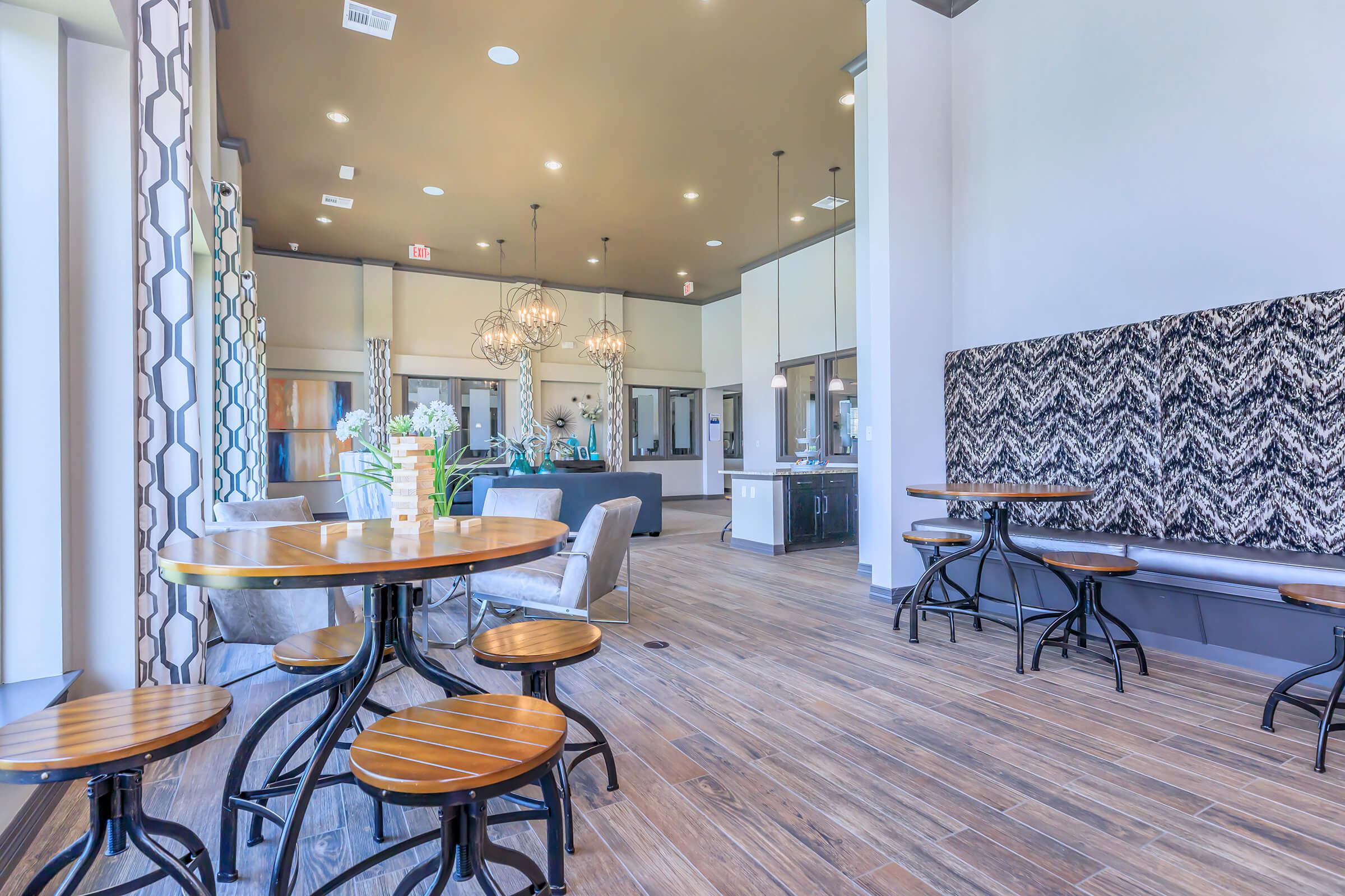 community room with wooden floors