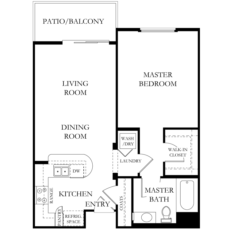 Floor plan image of 1 Bed 1 Bath