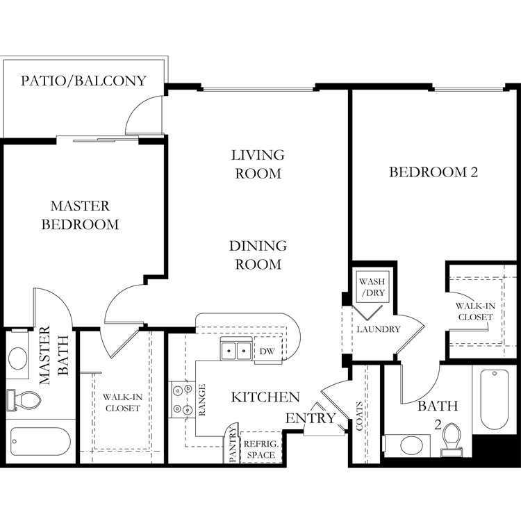 Floor plan image of 2 Bed 2 Bath