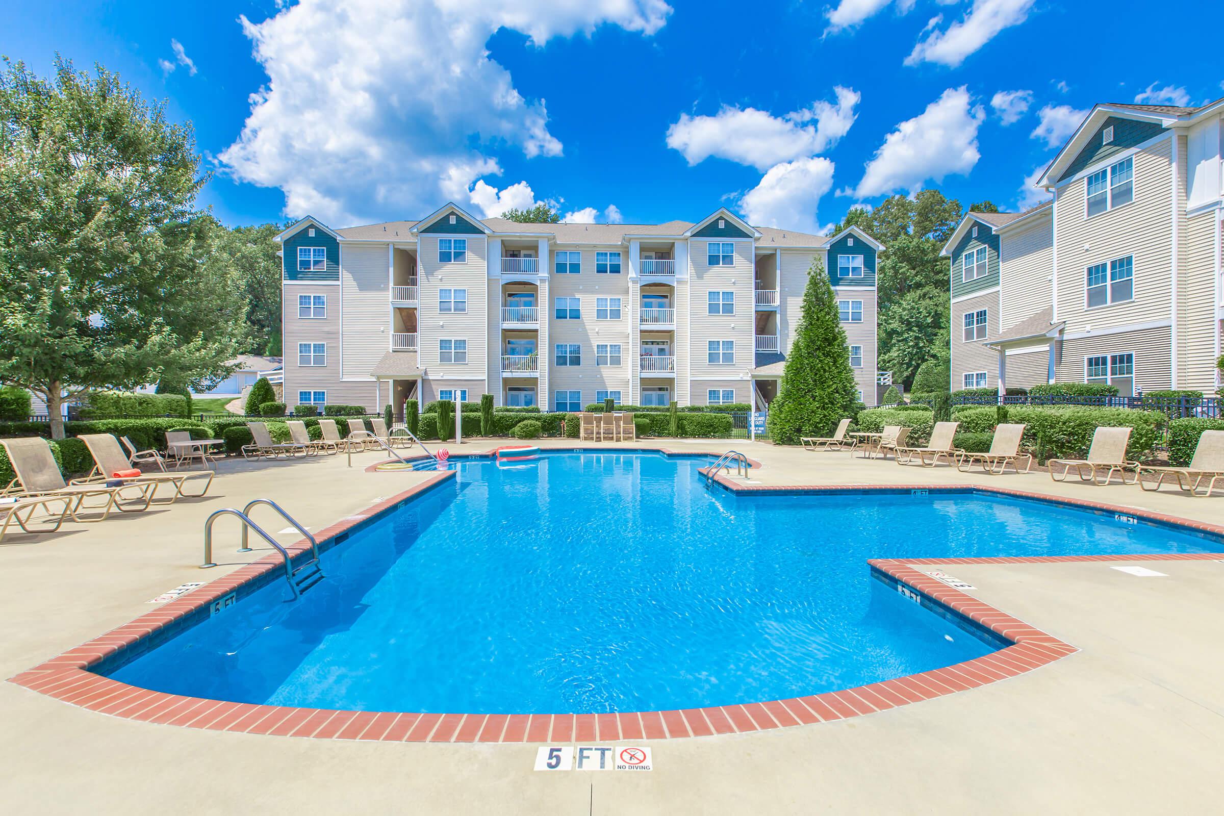 Soak up the rays by the lavish swimming pool at Whisper Creek in Rock Hill, South Carolina.