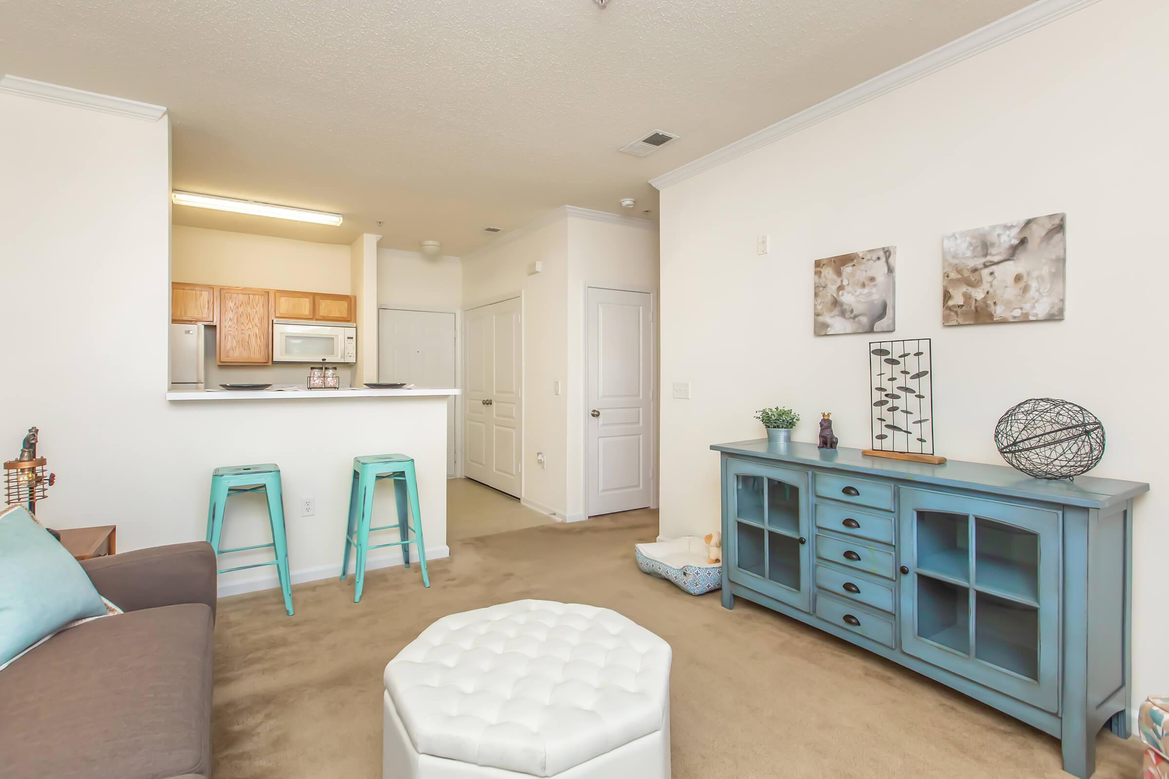 a living room filled with furniture