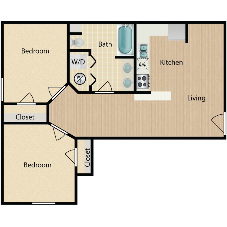 Floor plan image of 840 2 Bed