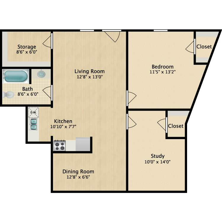 Floor plan image of 1 Bed 802
