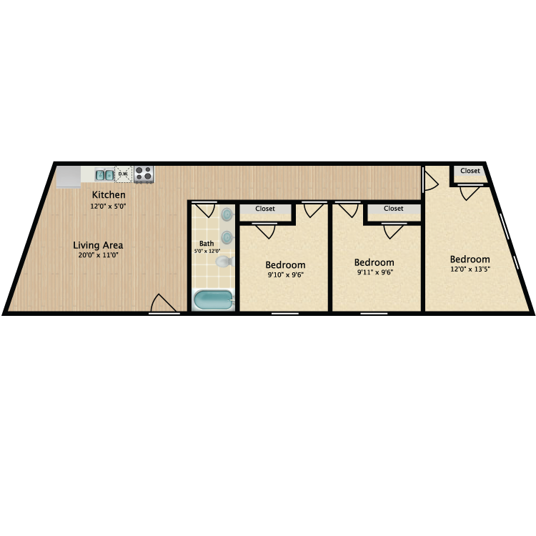 Floor plan image of 3 Bed 814
