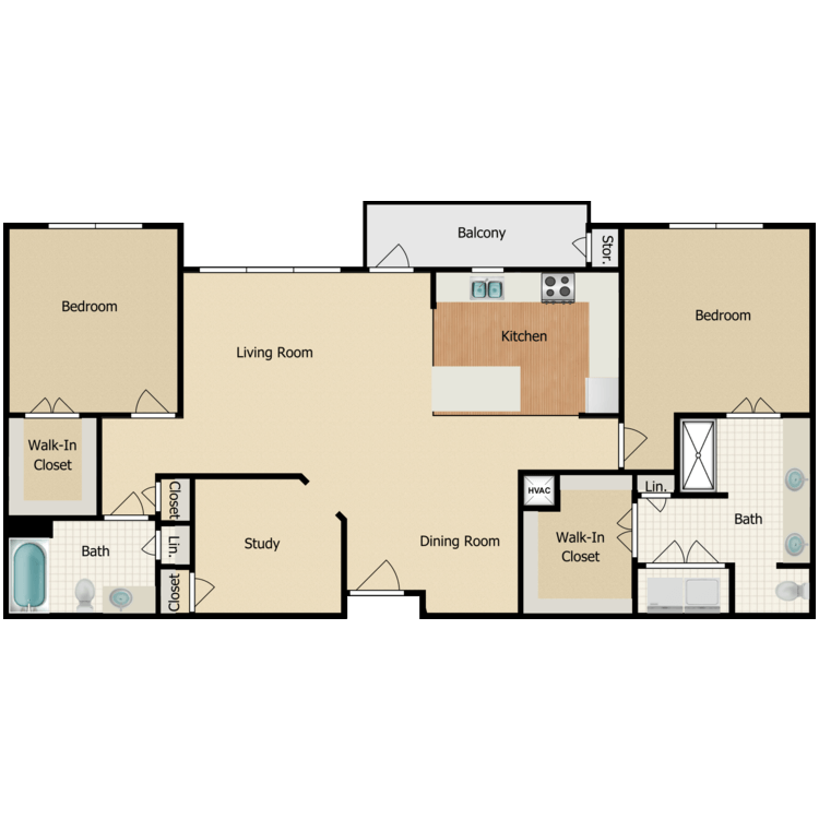 Floor plan image of Barnes 2 Bed + Den