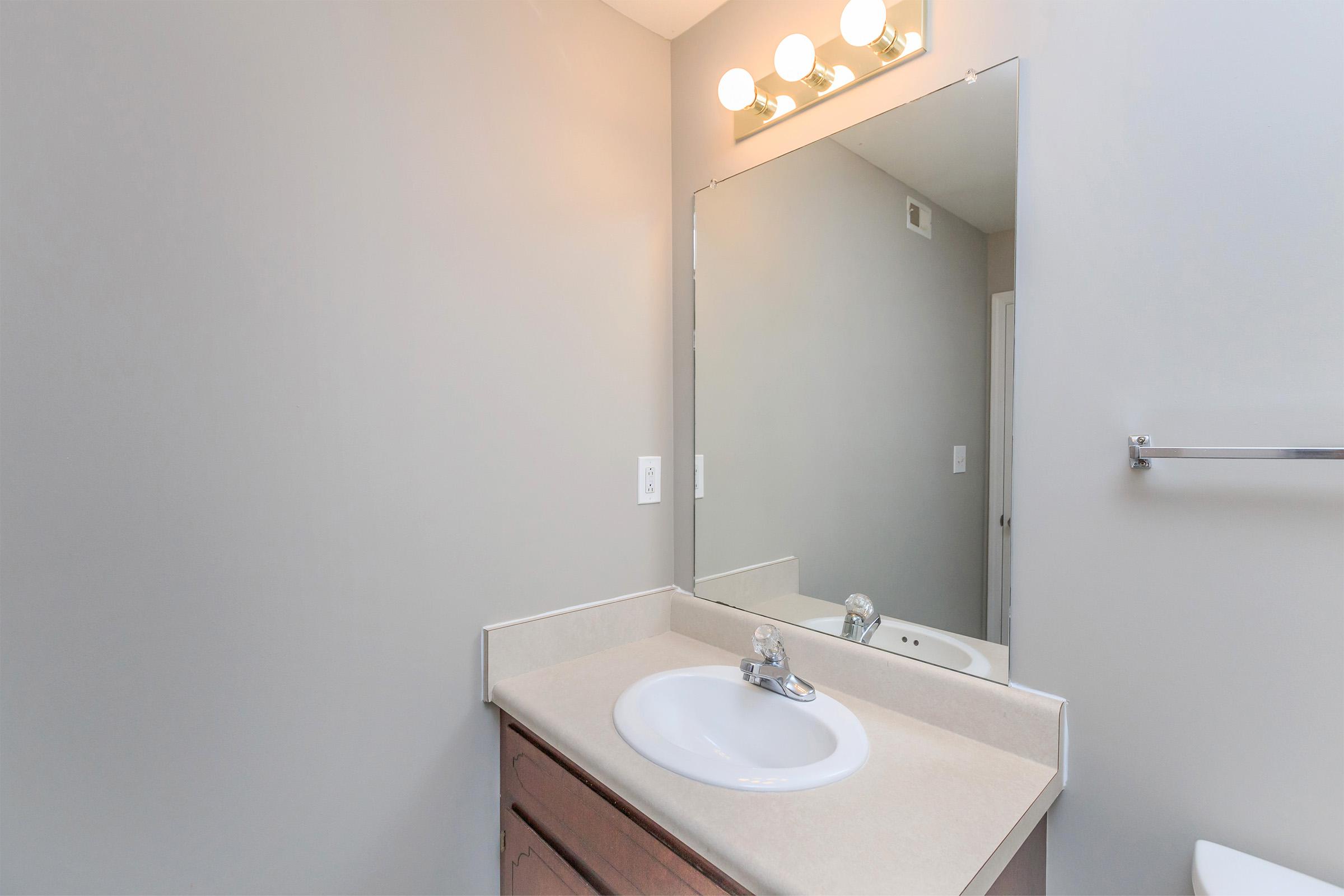 a sink and a mirror