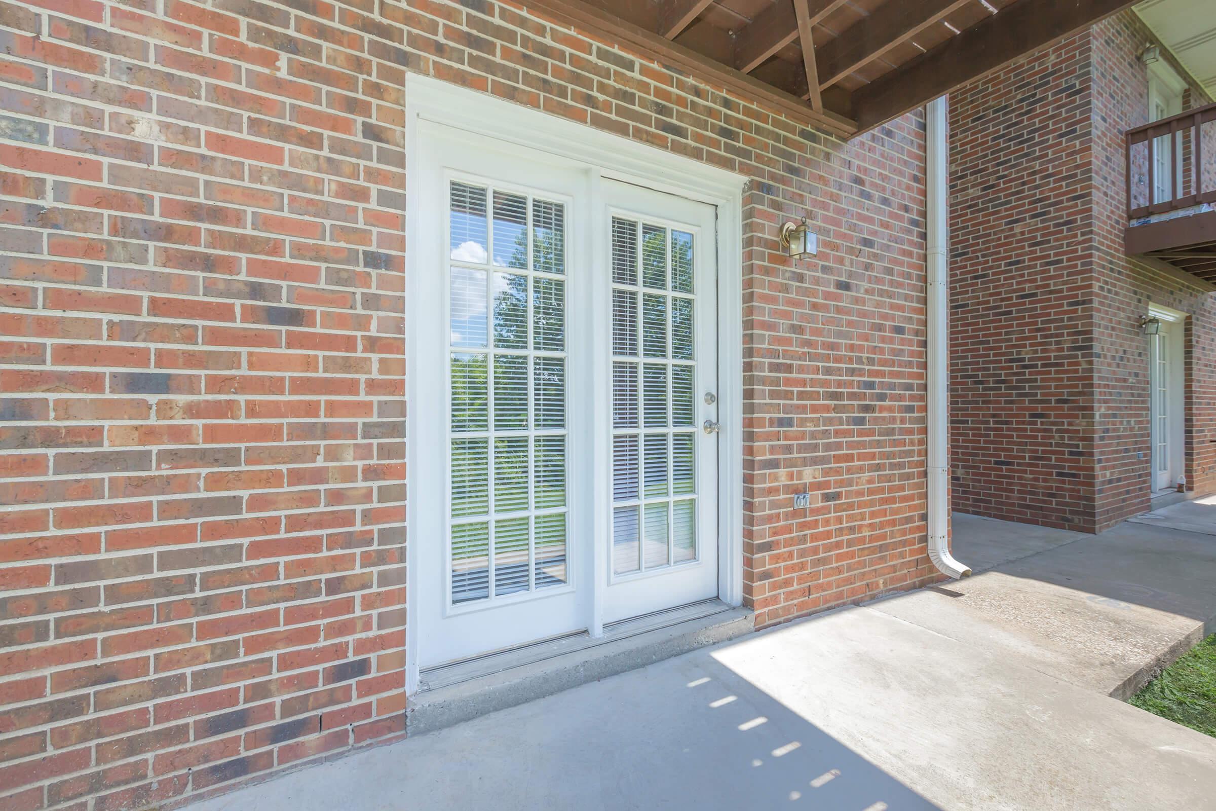 a close up of a brick building