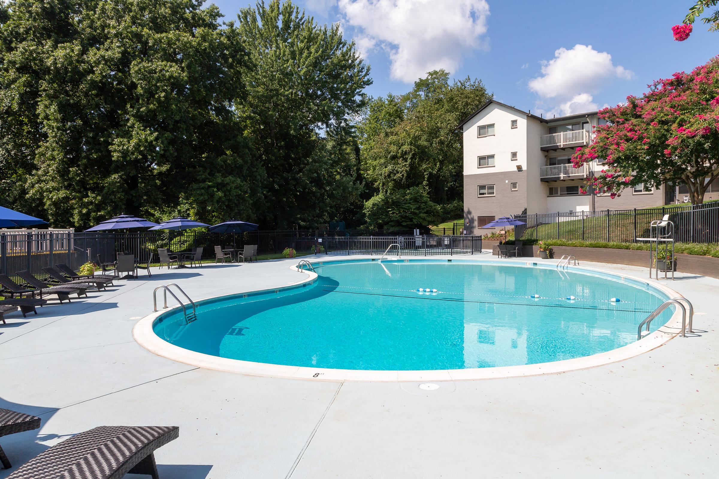 a blue pool of water