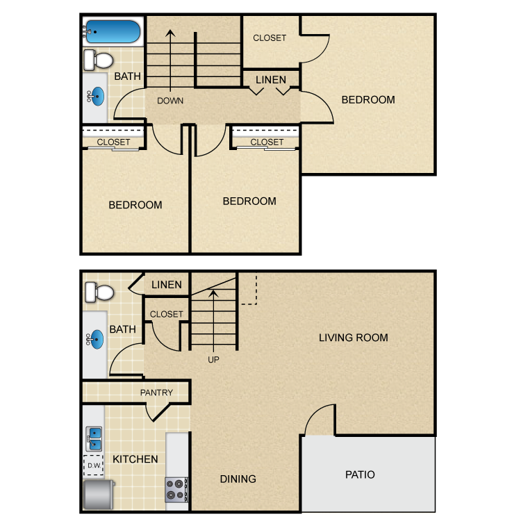 Floor plan image of 3 Bed 1.5 Bath L