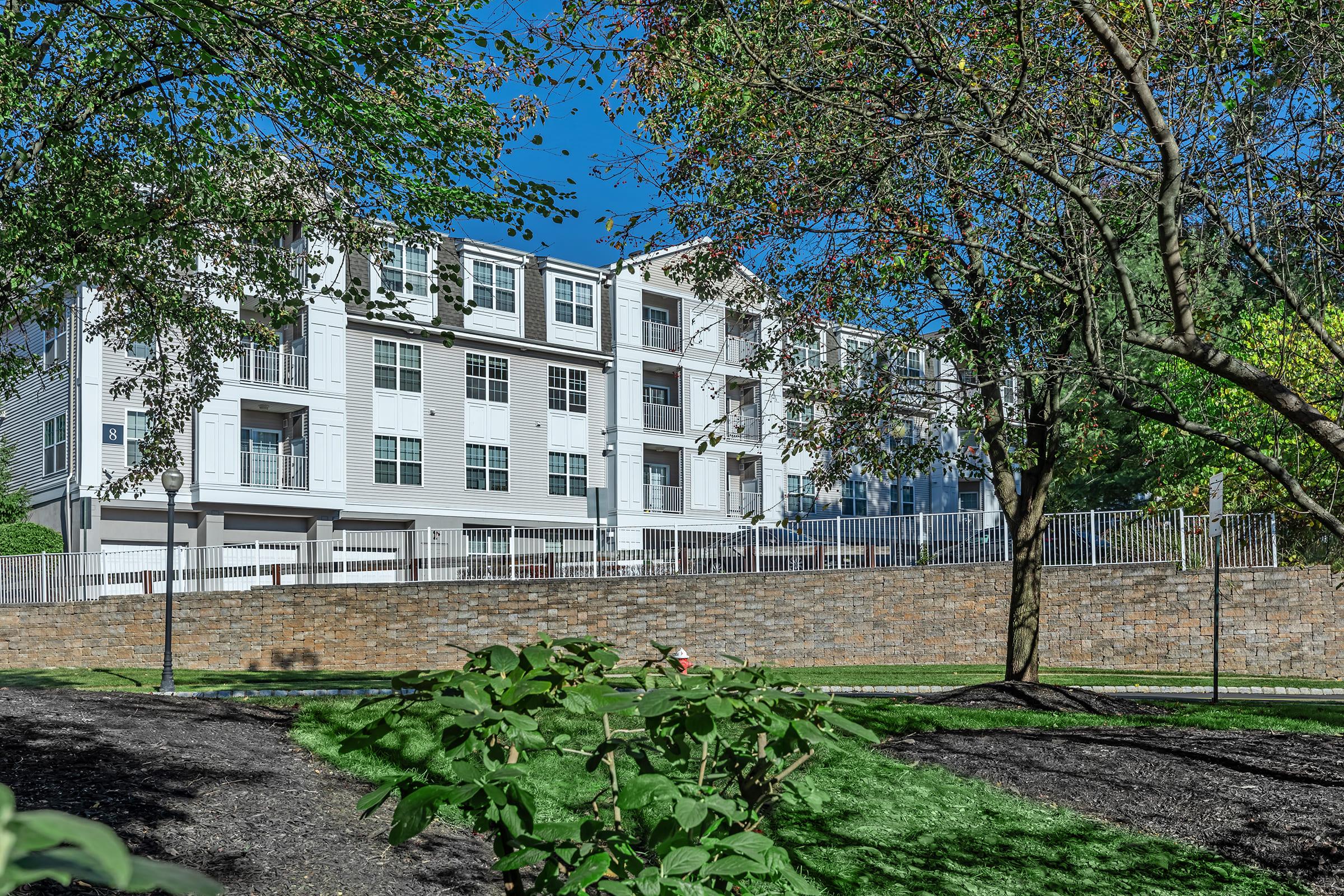 a tree in front of a building