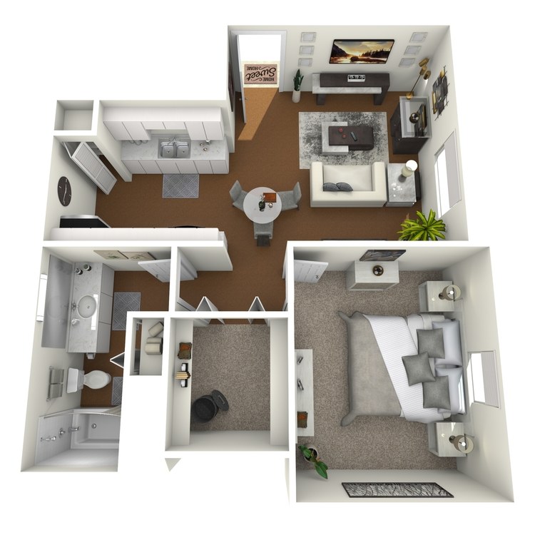 Floor plan image of 1 Bed 1 Bath
