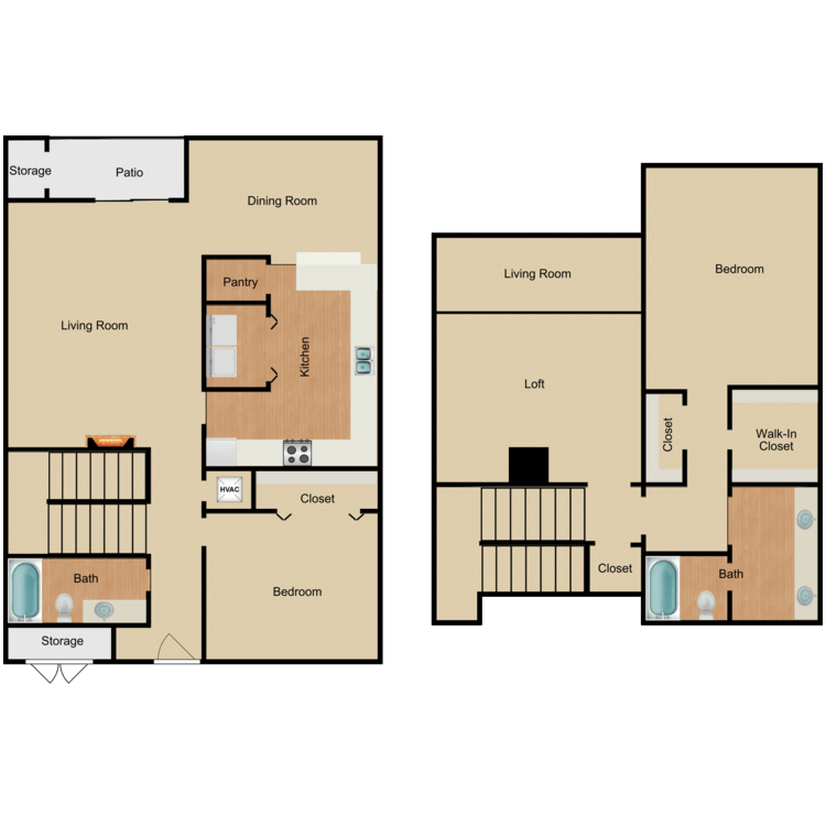 Floor plan image of 3 Bed 2 Bath Townhouse