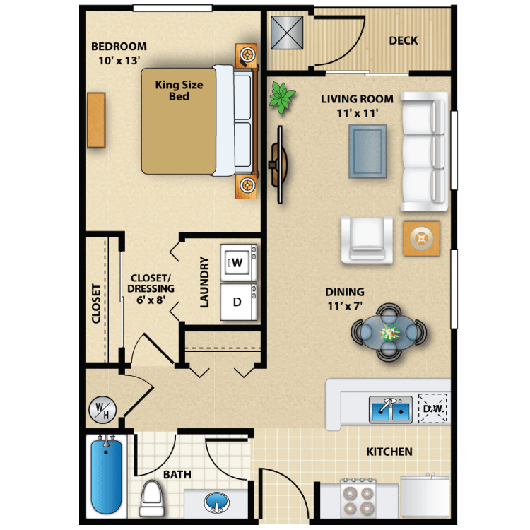 Floor plan image of One Bed Exterior