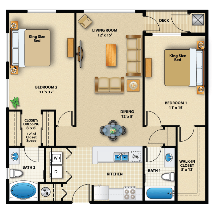 Floor plan image of Two Bed Exterior